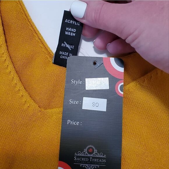 NWT Sacred Threads Yellow Summer Knit Dress - Picture 8 of 8